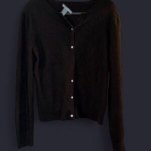 Hillard & Hanson Black Cashmere Cardigan Sweater